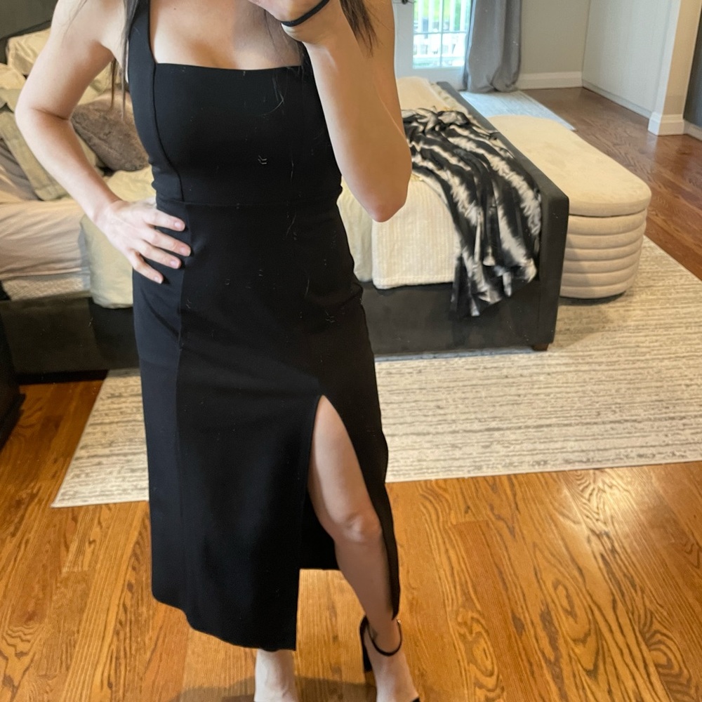 Black side slit dress Eden Midi Dress